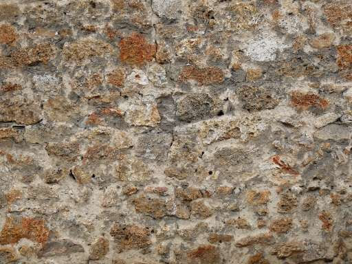 texture ressemblant à un mur de pierre avec des lichens oranges