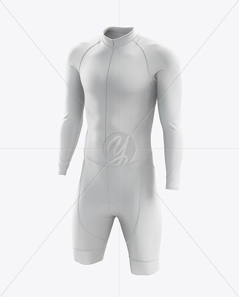 572+ Mens Cycling Skinsuit Ls Mockup Back Right Half Side View