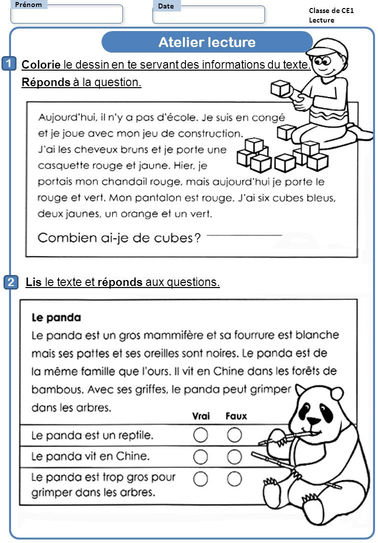Lecture Compréhension Cm1 Texte Et Questions évaluation lecture compréhension ce1 texte et questions 320135