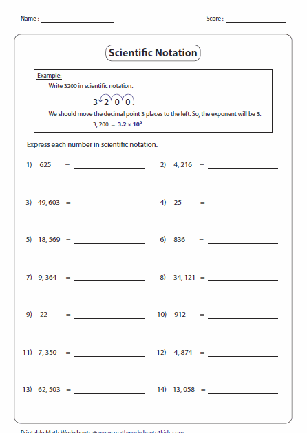 Scientific Notation Practice Worksheet With Answers - Promotiontablecovers