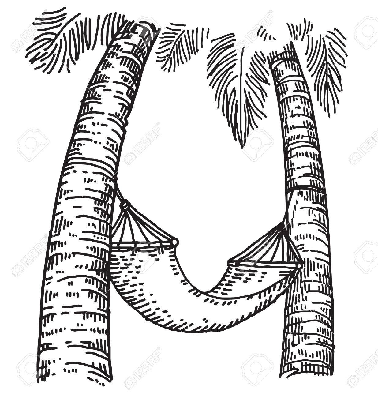 palmen mit hängematte malvorlage
