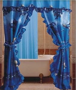 Amazon.com - Dolphin Ocean Sea Life Double Swag with Valance Tie