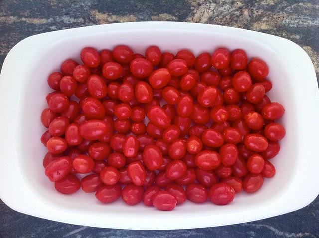 Grape Tomatoes in Roasting Pan