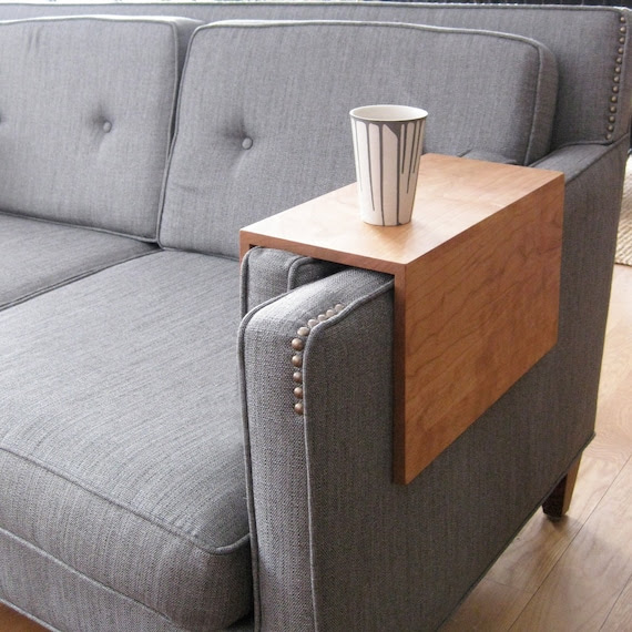 Couch Arm Wrap SOLID WOOD custom arm drink by BlisscraftandBrazen