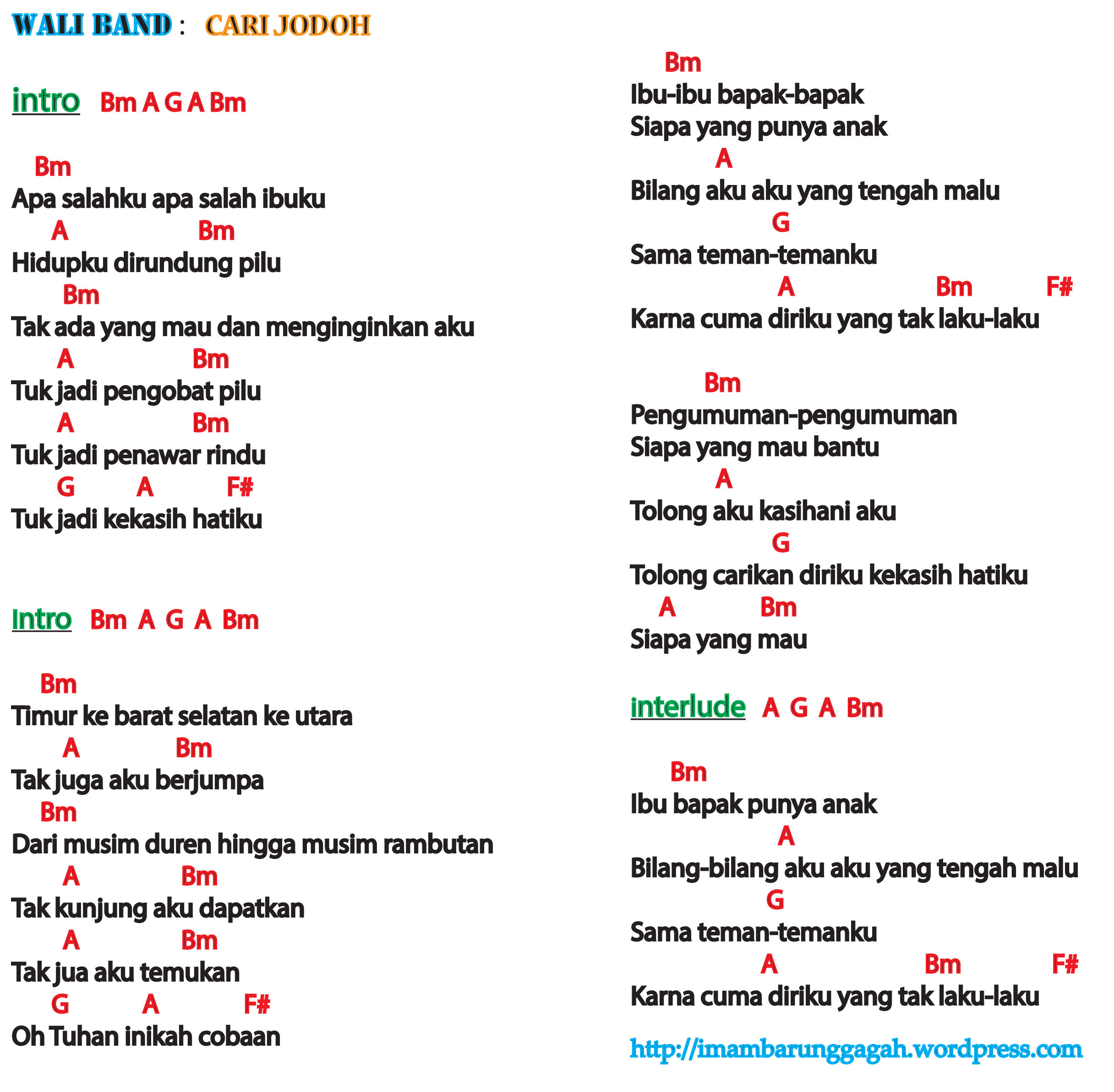 Chord Cari Jodoh