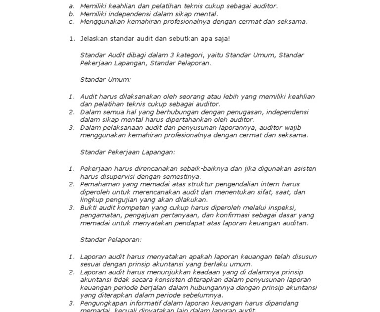 Soal Uts Auditing 2 Jawaban Cerdas