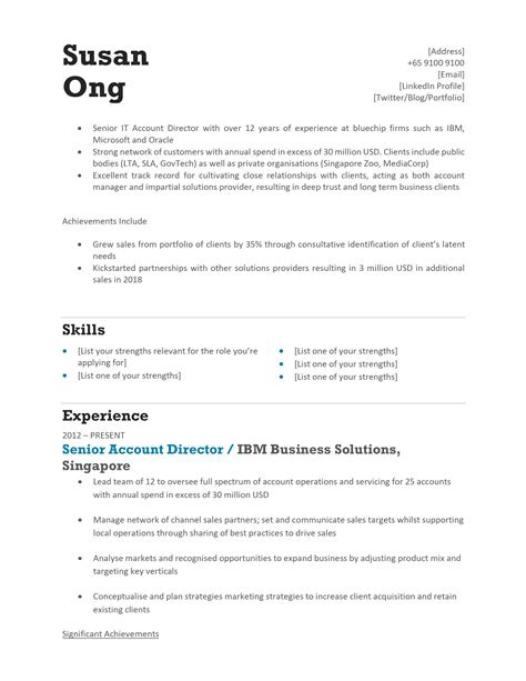 resume template word singapore