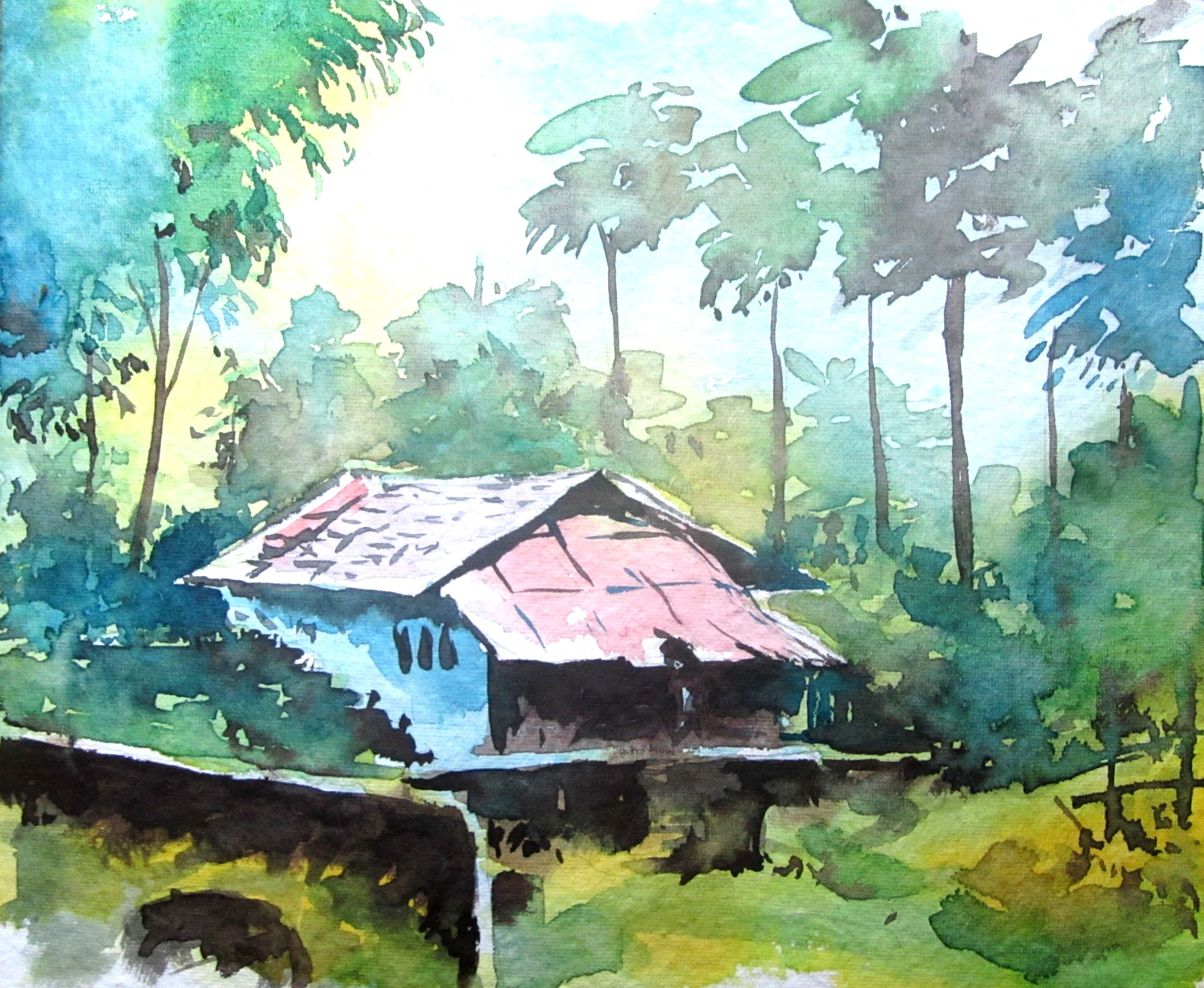 Easy Watercolor Drawing Scenery - melanieausenegal
