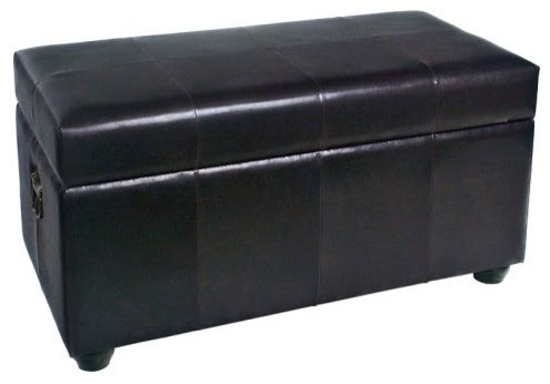 International Caravan Faux Leather Bench Trunk - traditional 
