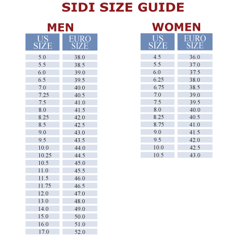 21 New Sidi Size Chart