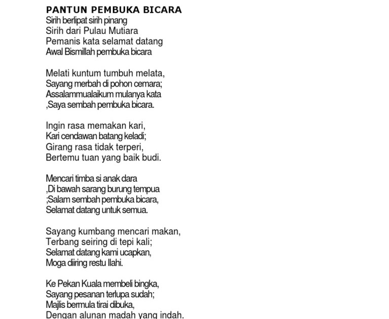 Pantun Pembuka Dan Penutup