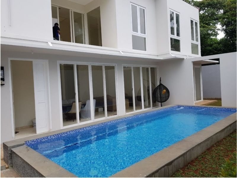 27 Desain rumah minimalis 1 lantai dengan kolam renang