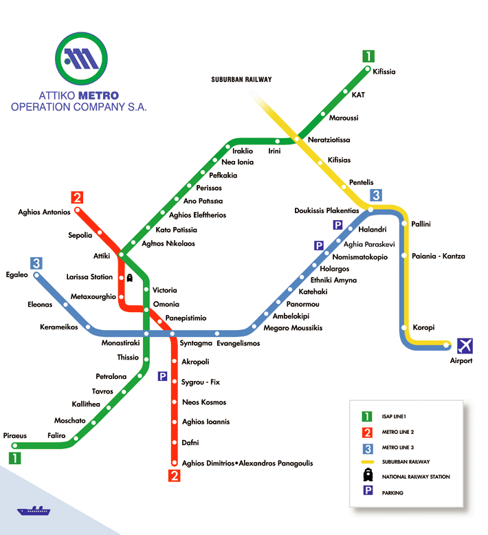 Mapa del Metro de Atenas Mapa del Metro de Atenas