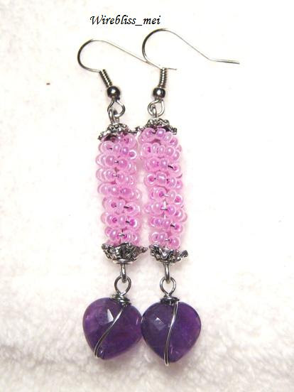 Wire wrapped Tabular Bead Bracelet & Earring Wire wrapped Tabular Bead Bracelet & Earring