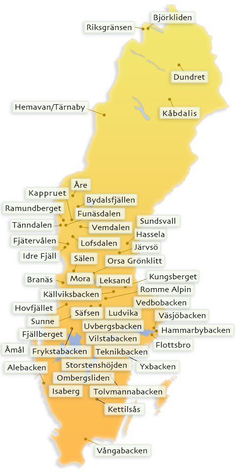 Karta över Skidorter Sverige – Karta 2020