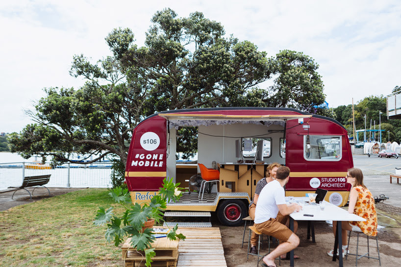 studio106 transforms a retro caravan into a mobile office studio106 gone mobile caravan office designboom