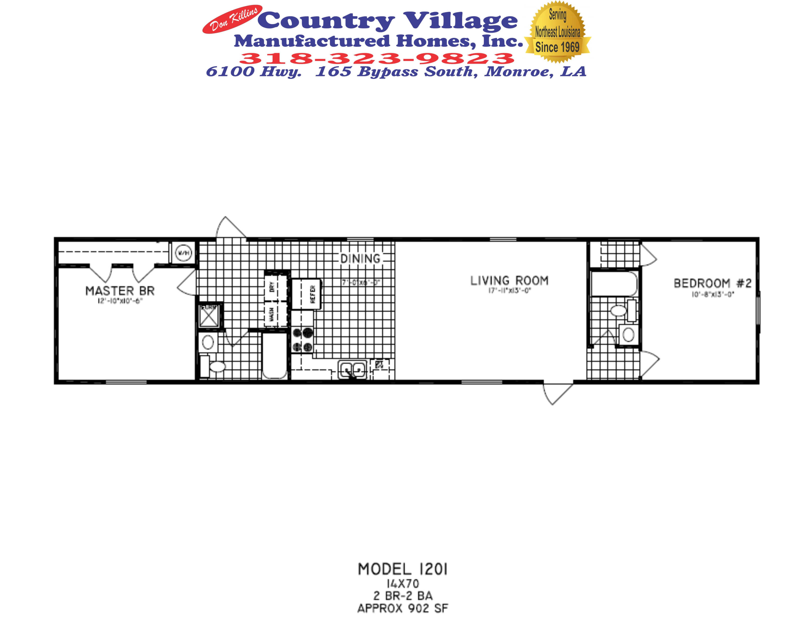 Floor Plan For 1976 14X70 2 Bedroom Mobile Home - This spacious 4