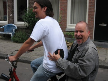 Riding on the back of a bike...