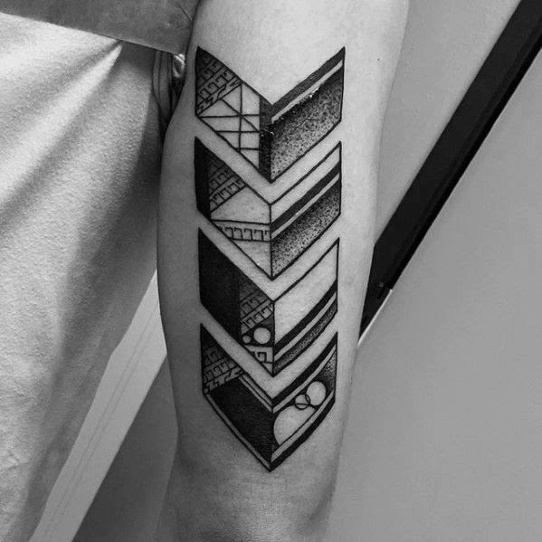 Upper Arm Geometric Small Tattoos For Men - Best Tattoo Ideas