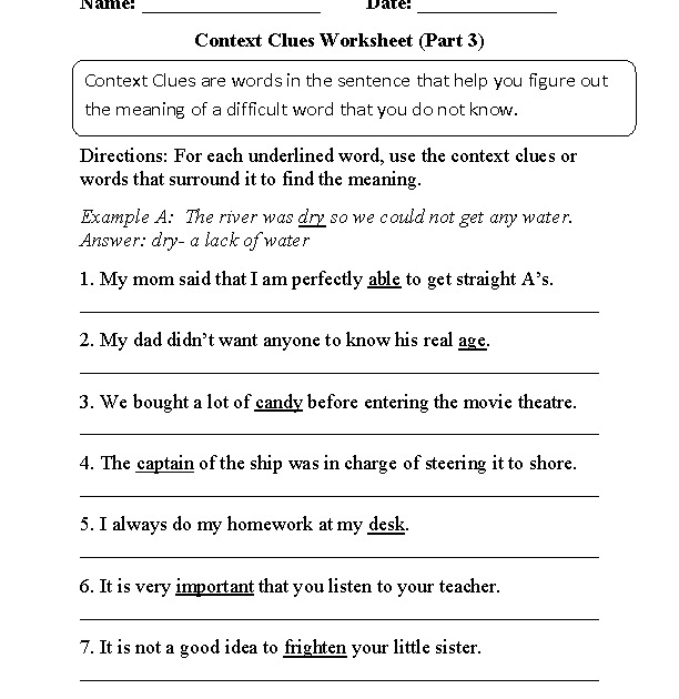 Context Clues Worksheets Grade 12 - brandilynnews