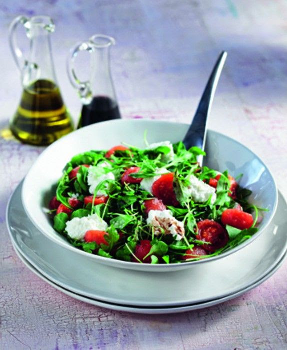Delicious recipes to help you plan out your weekly meals - Ioanna's Notebook Aragula Salad with cherry tomatoes and Katiki Cheese from Domokos