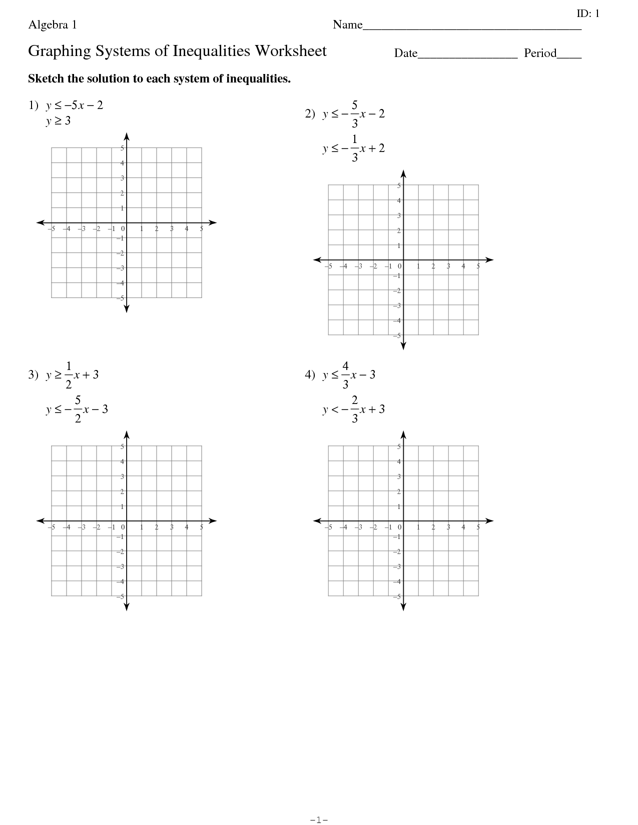 Graphing Systems of Linear Inequalities EdBoost - Worksheet For Systems Of Linear Inequalities Worksheet