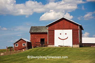 Farm with Smiley Face on Corn Crib, Dane County, Wisconsin