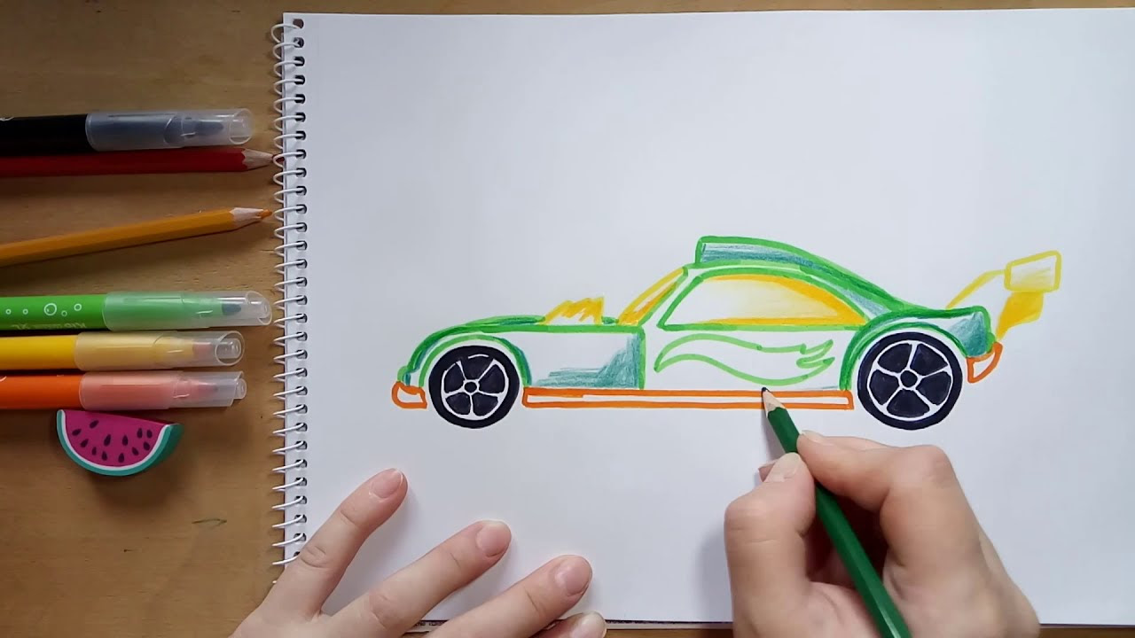 Рисунки фломастерами машины