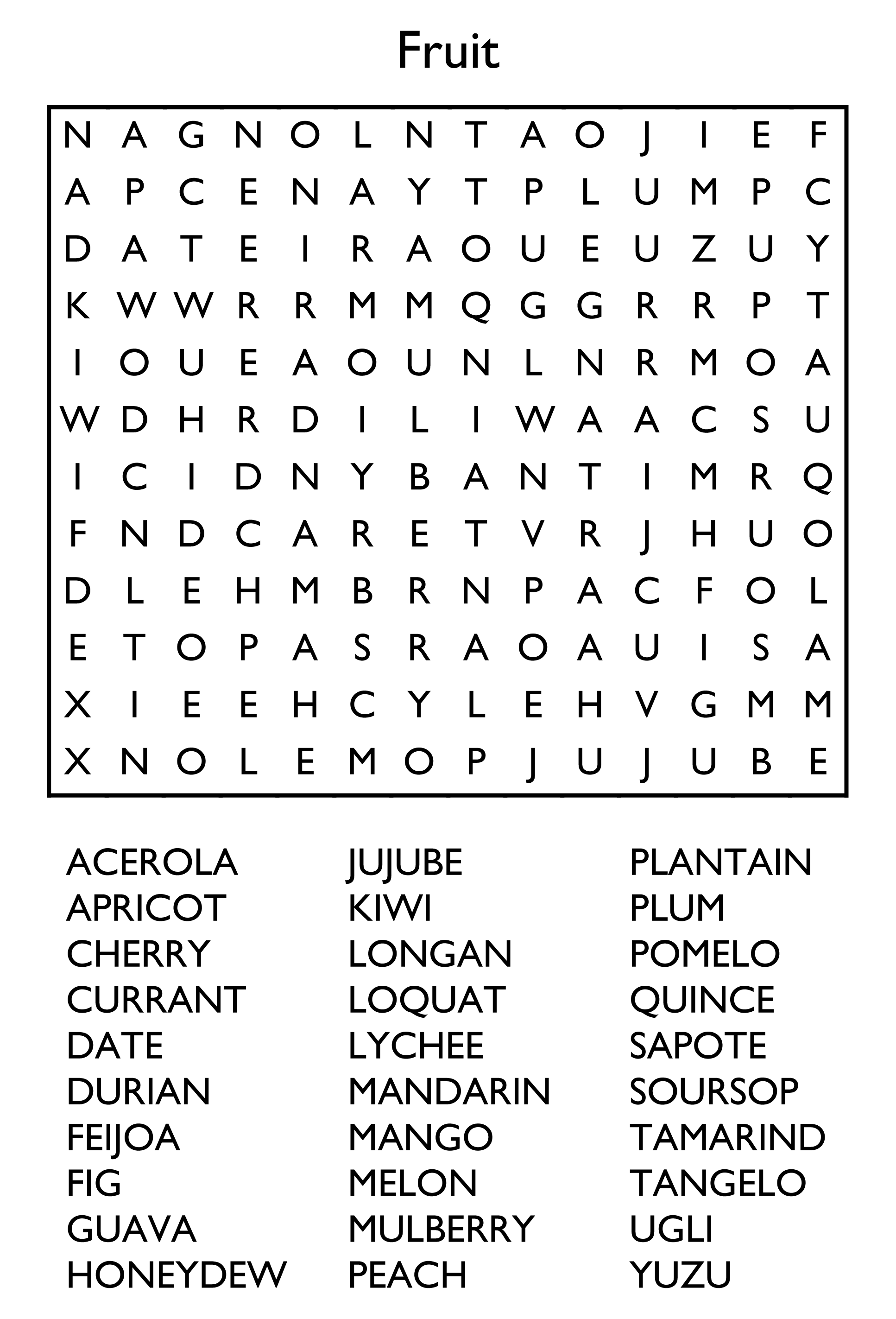 Word search puzzle