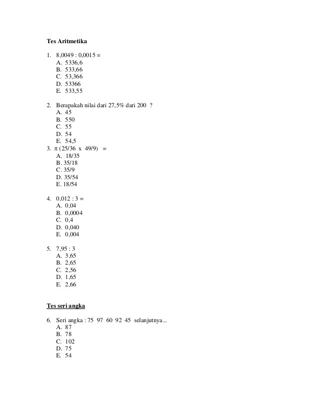 Contoh Soal Test Potensi Akademik