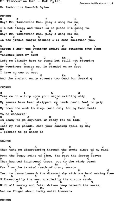 Mr Tambourine Man Chords Sheet And Chords Collection