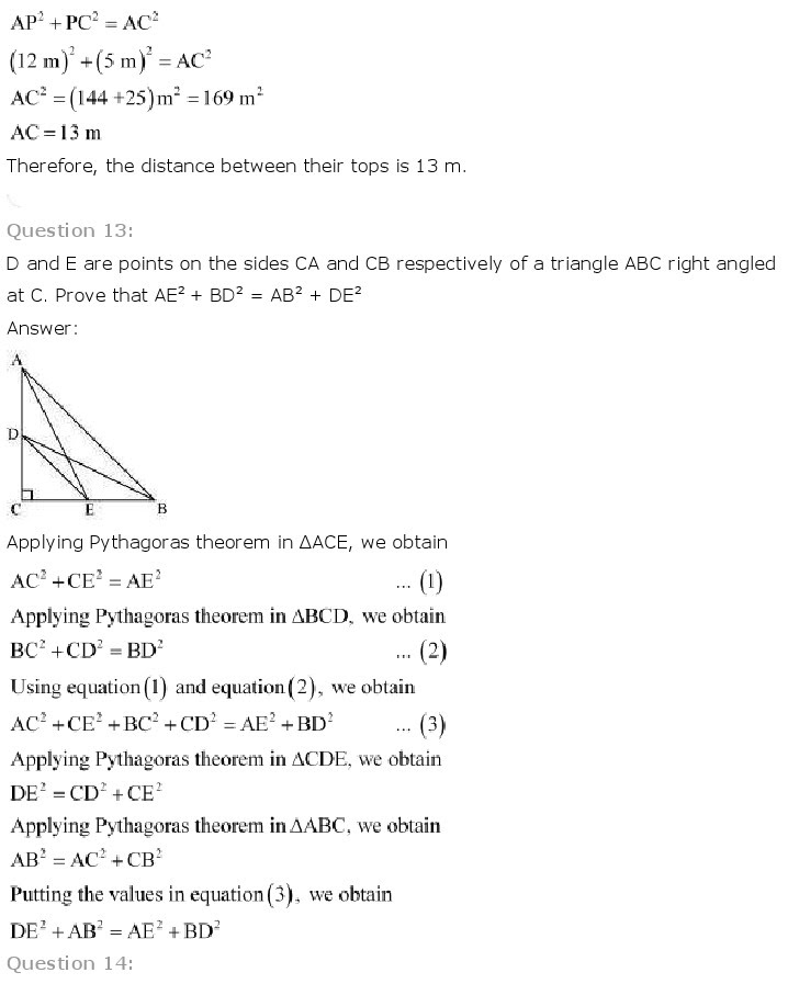 NCERT Solutions for Class 10th Maths Chapter 6 - Triangles