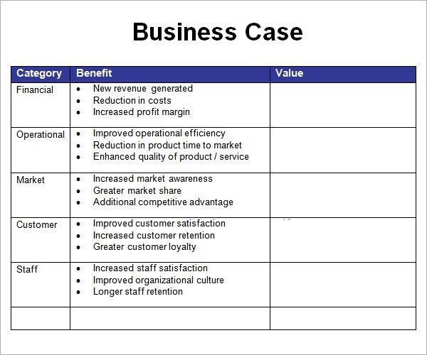 Business Case Template Project Management Mary Payne's Templates