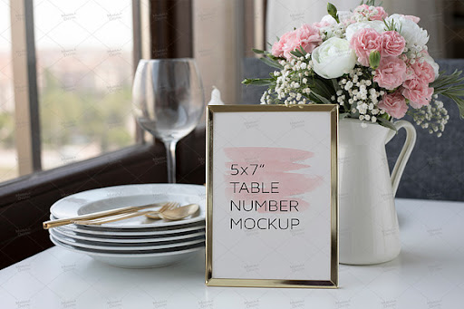 Download Wedding Table Number Mockup 5x7" PSD Mockups Templates