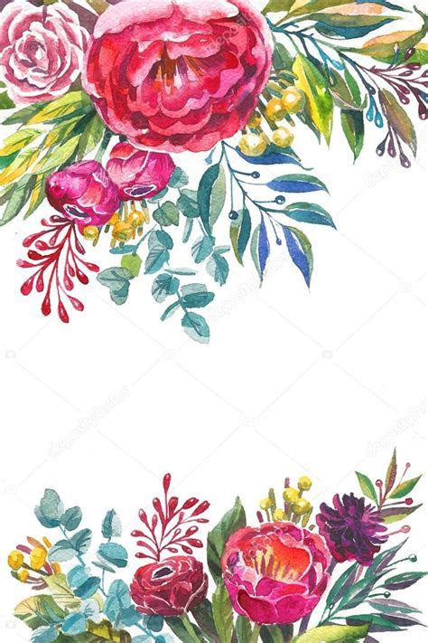 Watercolor flowers frame template. ? Stock Photo Watercolor flowers frame template. ? Stock Photo