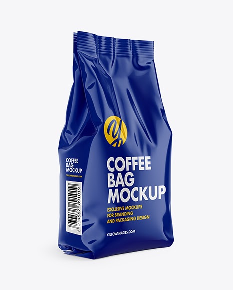 Download Glossy Coffee Bag Mockup Glossy Coffee Bag Mockup In Bag Sack Mockups On Yellow Images PSD Mockup Templates