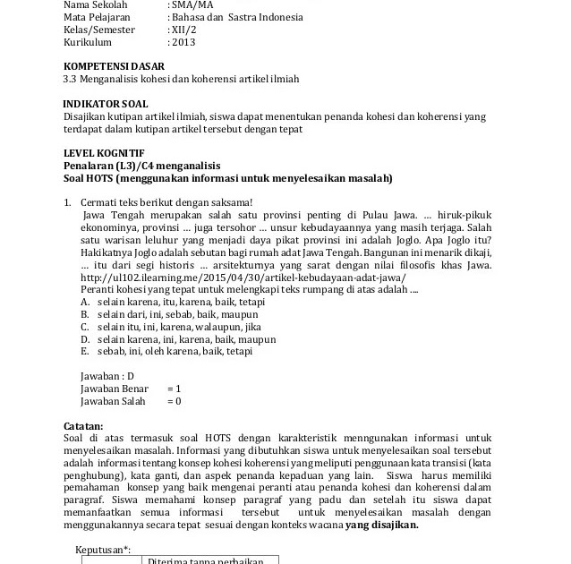 Soal Pas Bahasa Inggris Kelas X Semester 1 Kurikulum 2013