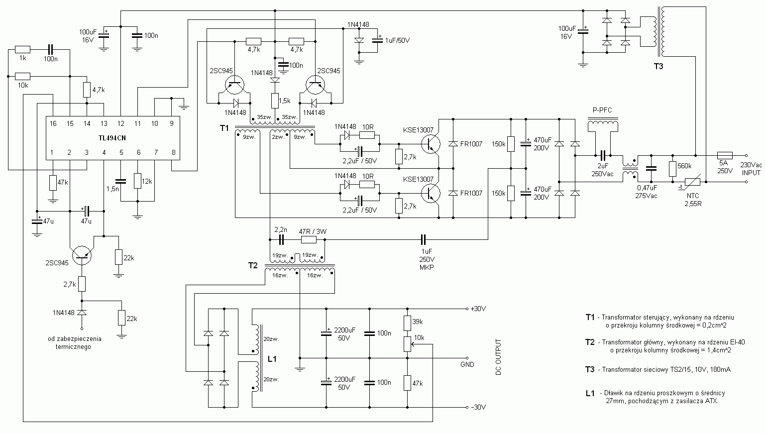 Схема БП ATX 494