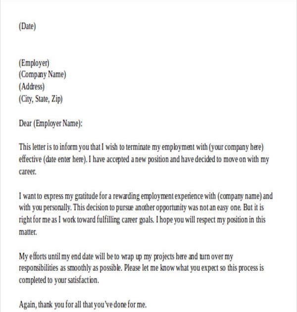 Sample Resignation Letter Heartfelt - New Sample w