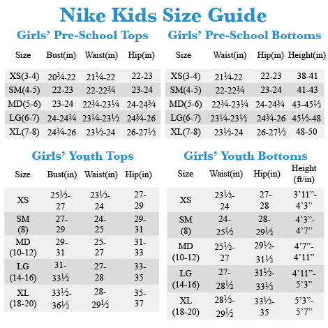 nike childrens shoe size chart