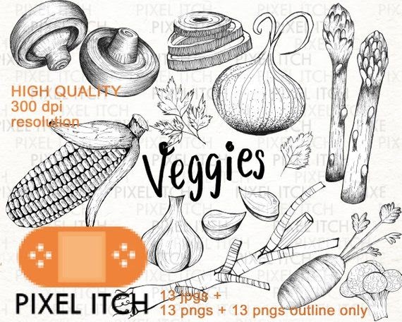 Vegetable Healthy Food Clipart Black And White