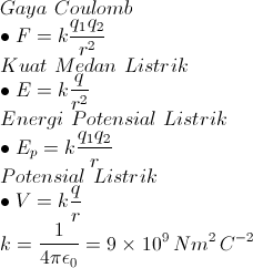 Kumpulan Rumus Fisika Listrik Statis SMA IPA | SOAL UTBK SBMPTN 2021