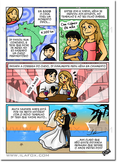 convite em história em quadrinhos personalizados para casamento, história noivinhos, Manaus e Rio de Janeiro, by ila fox
