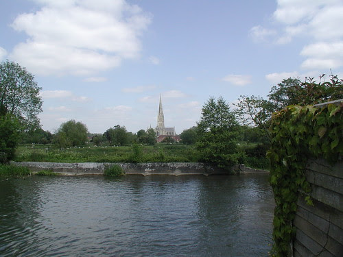 Salisbury cathedral, across the water meadows