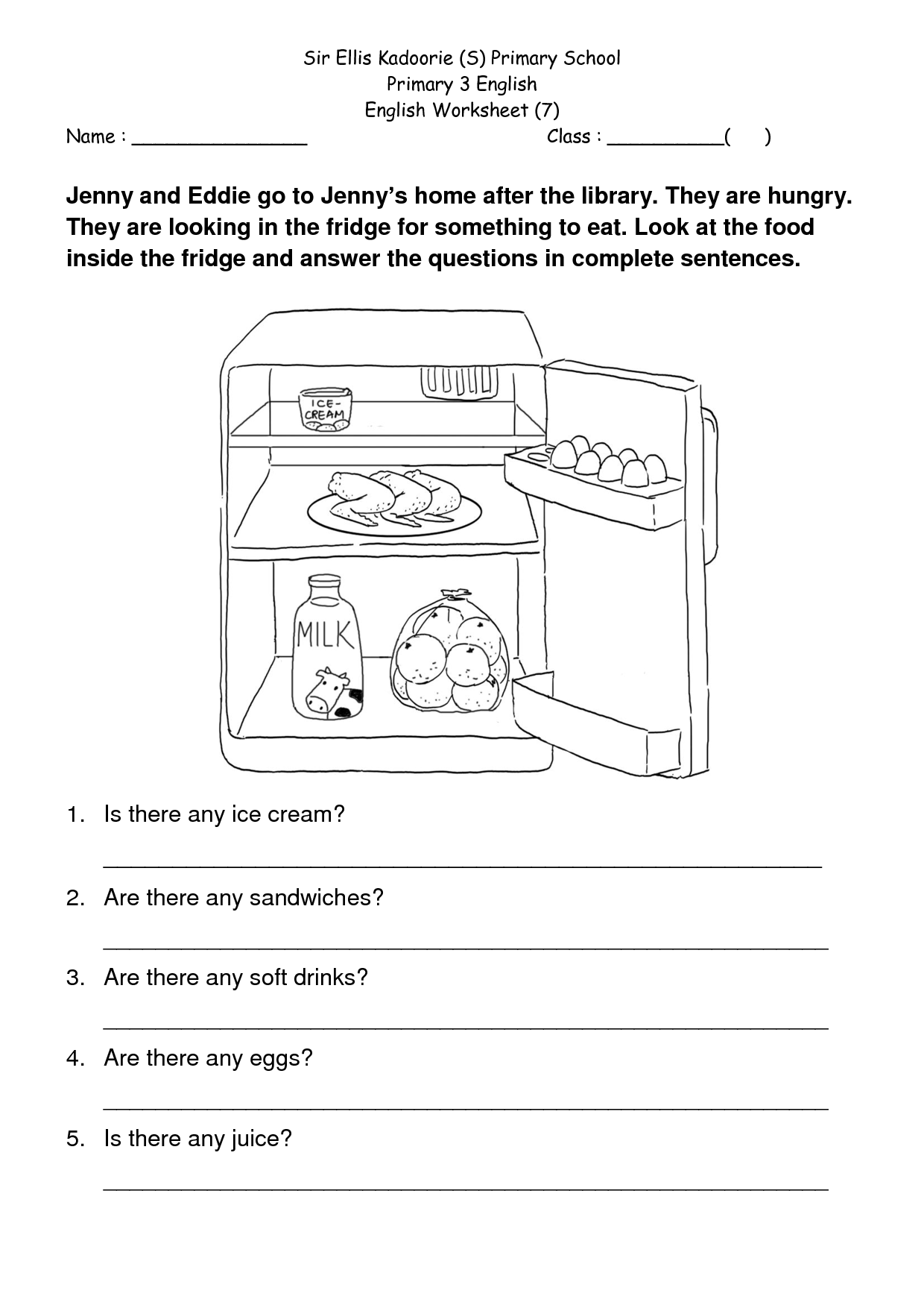 Free Download English Worksheets For Primary School
