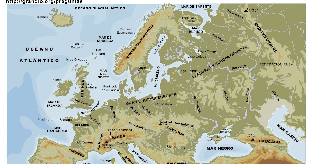 GEOGRAF  A HISTORIA TIETAR  Mapa f  sico Europa