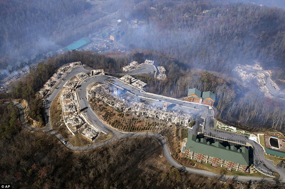 AFTER THE FIRE: The majority of buildings at the resort have been reduced to smoldering rubble