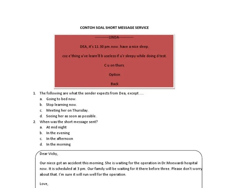 Contoh Soal Essay Short Message Beserta Jawabannya