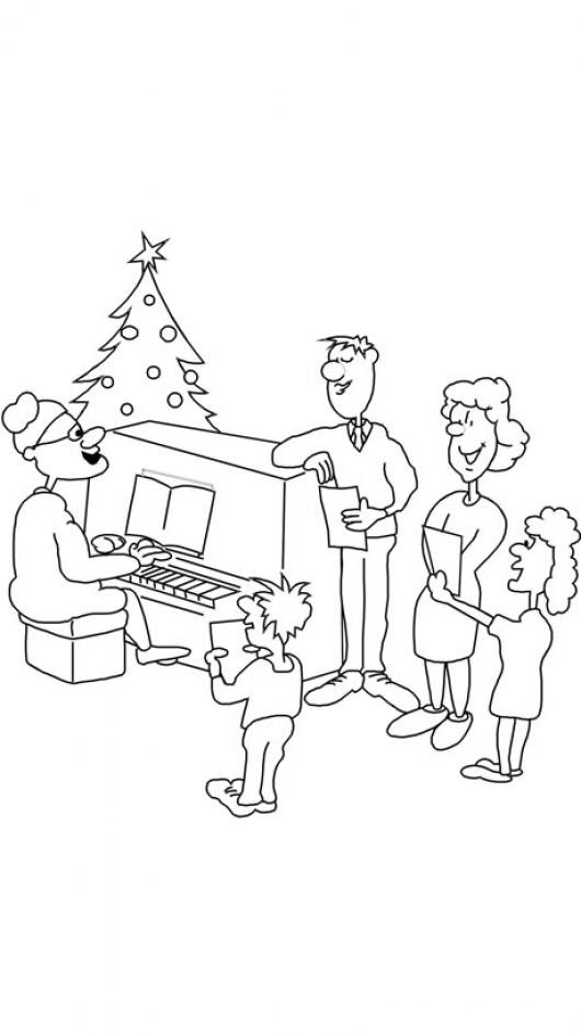 Dibujos Para Colorear De La Navidad En Familia - Para Colorear
