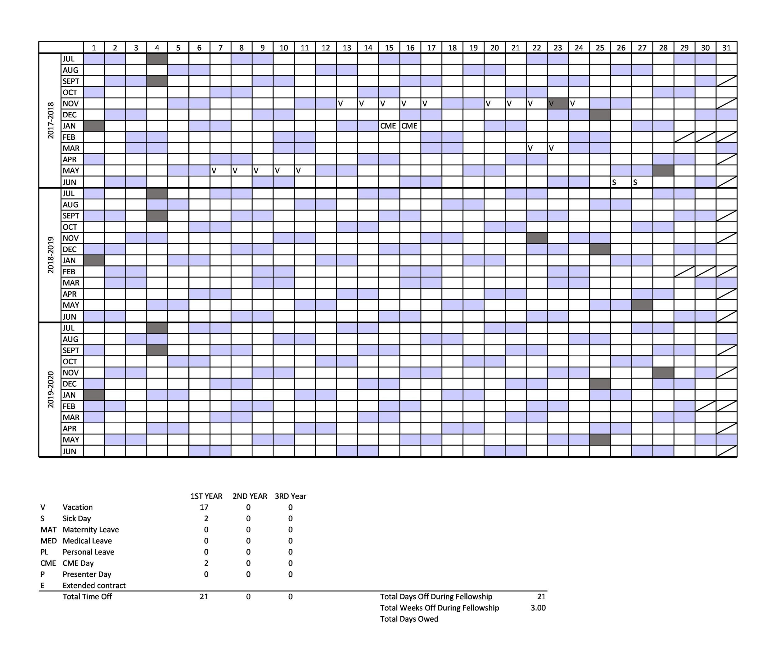 Employee Vacation Calendar 2018 Template Master Template